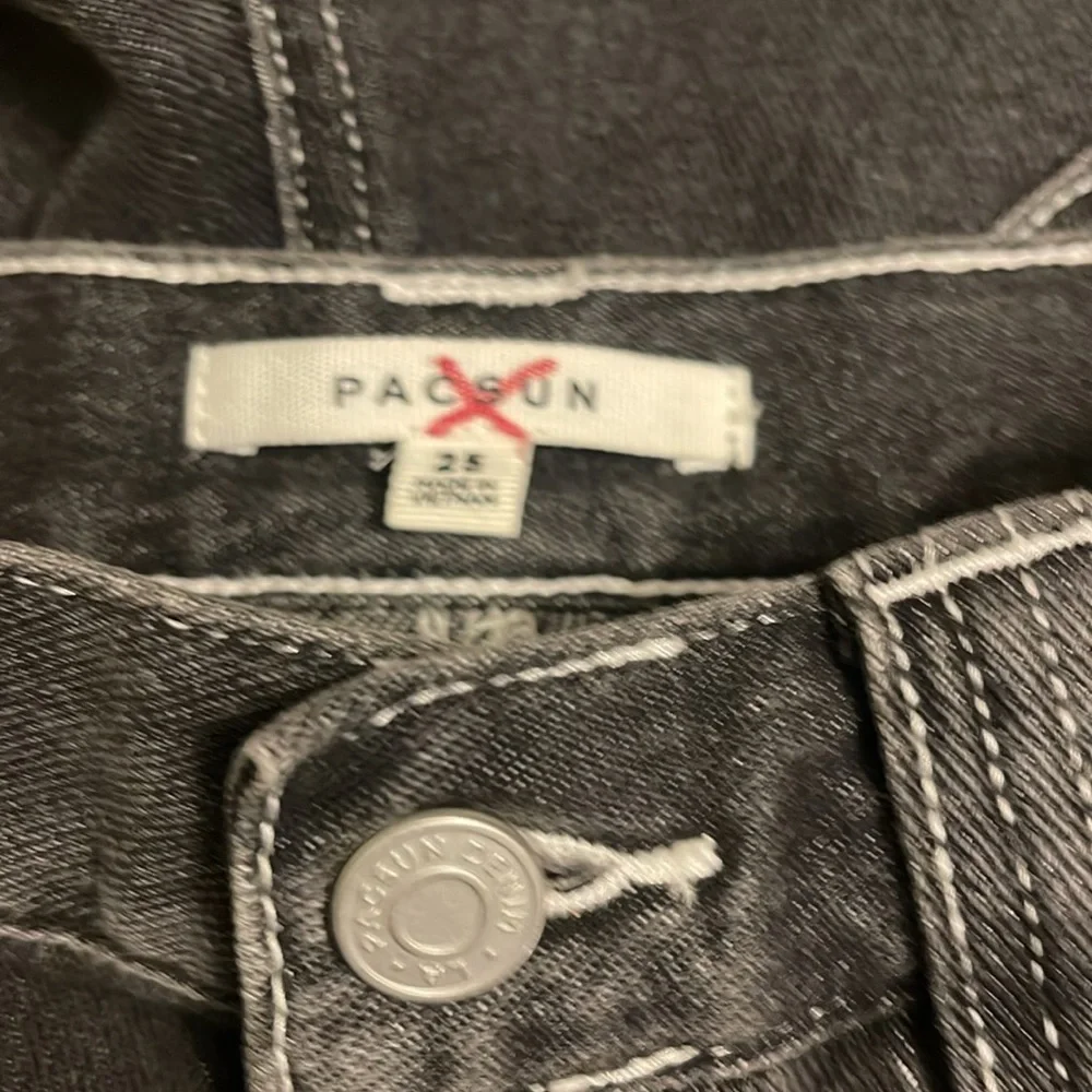 Pacsun High Rise Carpenter Shorts Black Denim Size 25